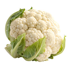 A whole single cauliflower isolated on a transparent background
