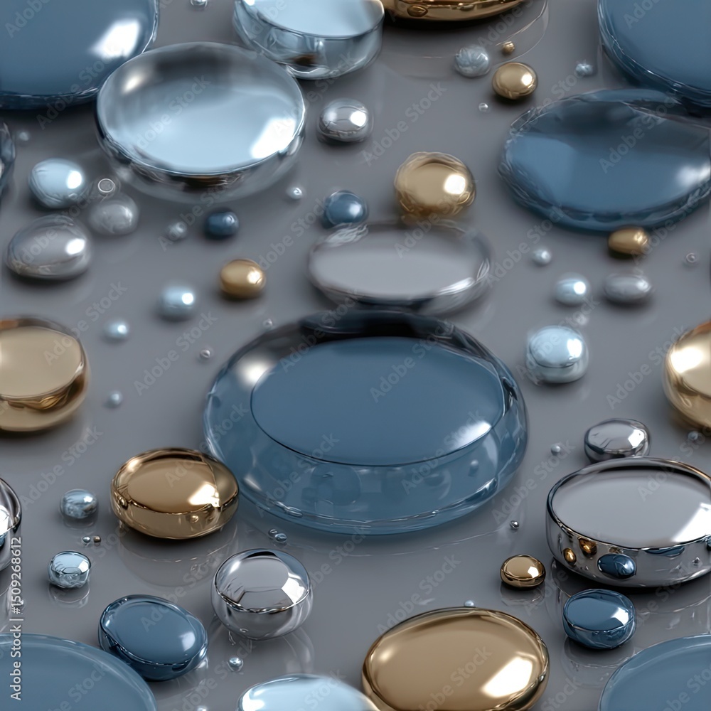 Poster crumpled metallic foil forms a seamless, reflective background with intricate textures and patterns 