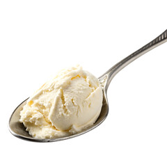 A whole single cream spoon isolated on a transparent background
