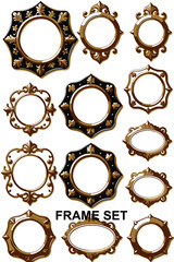Obraz premium Elegant Gold Frames Collection-Ornate Picture Frames-Vintage Style Decor-Perfect for Art and Photography-Downloadable Design Elements-Gold and Black Frames