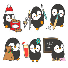 Penguin colour vector set 15