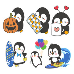 Penguin colour vector set 17