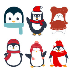 Penguin colour vector set 12