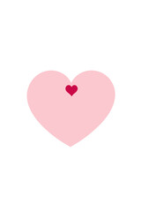 Pink Heart with Red Heart Center - Minimalist Valentine's Day Image - Love and Affection Symbolism - Simple Romantic Illustration for Cards and Designs