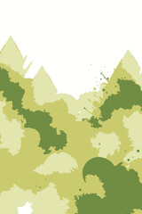 Watercolor Abstract Landscape Art - Green and Yellow Mountain Illustration - Peaceful Nature Inspired Design- Ideal for Wall Art Prints and Backgrounds