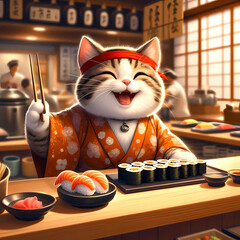 japanese restaurant cat chef