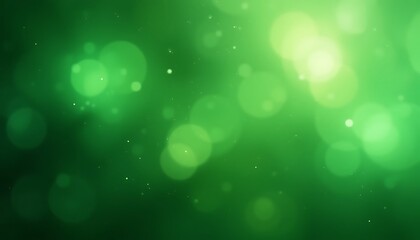 Obraz premium Abstract green background with bokeh lights and sparkling particles design