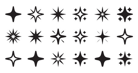 Minimal Sparkle Star Vector Set – Aesthetic Icons for Highlights and UI Design