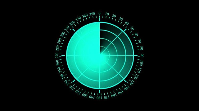 Digital Rader searching system animation. Rader Hud technology signal waves animated. searching security concept animation. signal waves, searching icon.