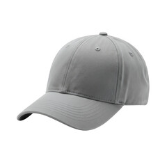 Fototapeta premium Grey baseball cap isolated on transparent background for fashion, sport, casual, and promotional use cases.