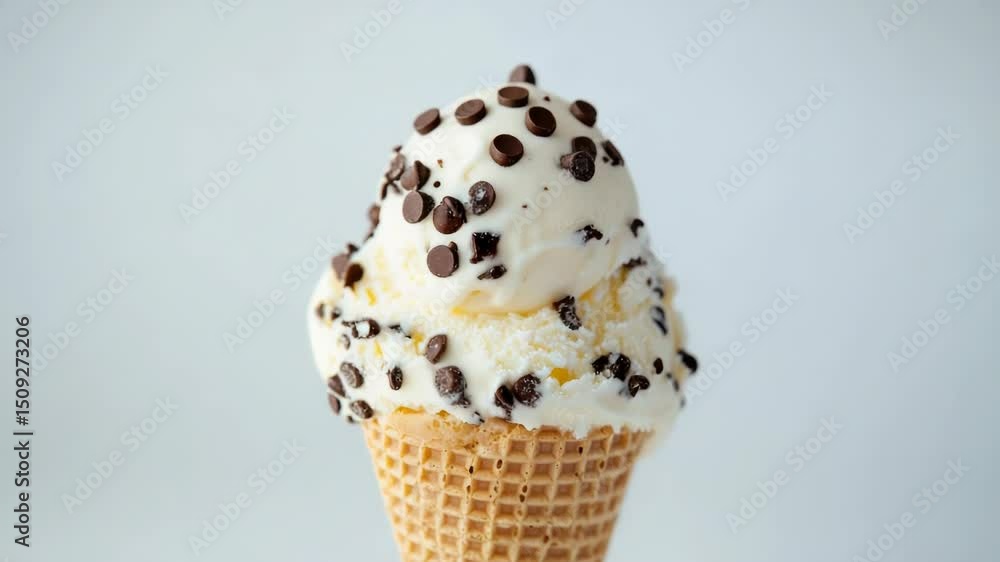 Aufkleber a classic ice cream cone with a scoop of chocolate ice cream and chocolate chips on top