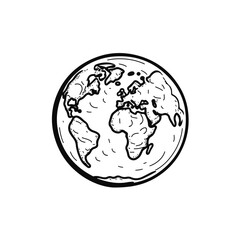 Obraz premium Detailed Line Style Icon Vector of Planet Earth for Geography Designs