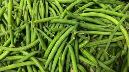 Verdant entwined green beans, echoing rustic harvest rituals, culinary delight for Lammas feasts...