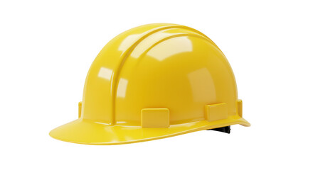 Fototapeta premium Yellow hard hat isolated on transparent background for construction, safety and industrial uses.