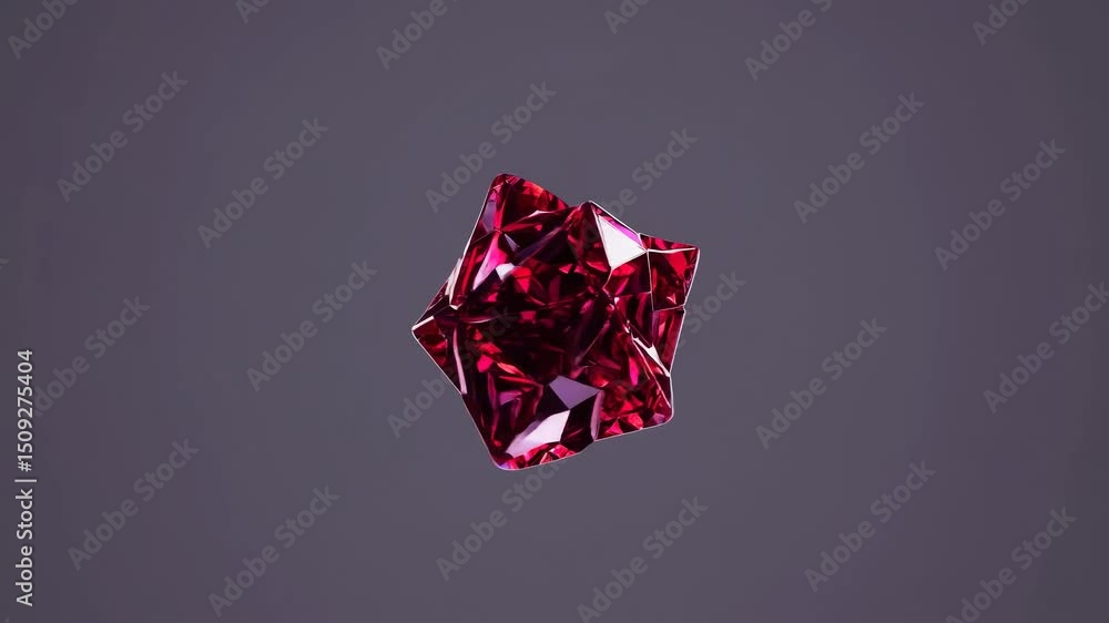 Poster triangular shapes with metallic texture and vibrant purple hues float against a neutral background, 