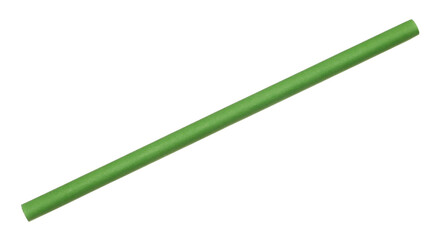 Close up green paper drinking straw isolated on white with clipping path, eco friendly	