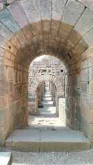 Passages in Bergama city, old ancient ruins and archs in Pergamon. Turkey traveling