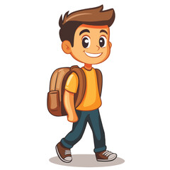 Fototapeta premium Professional Cartoon Icon Vector Illustration of Student Carrying Bag for Educational Use