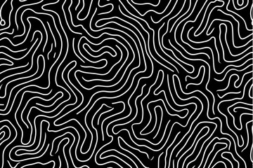 A black background with a pattern of white curved lines resembling topographic map contours and mazes.,