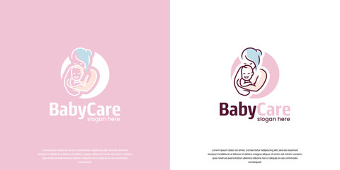 abstract mother and child logo, love, comfort, graphic design illustration.