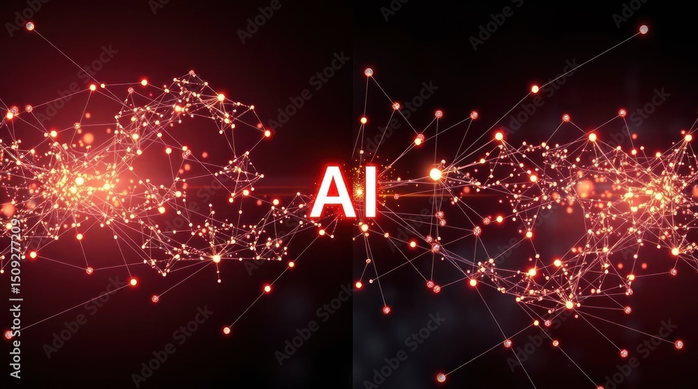 Poster abstract network graphic with ai text