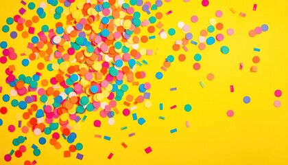 Cheerful yellow surface covered in confetti, perfect for celebratory themes