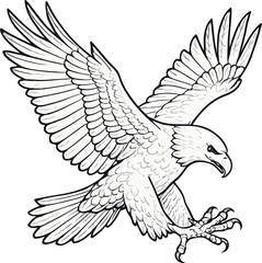 Soaring eagle vector illustration with outstretched wings, a symbol of wild nature in flight
