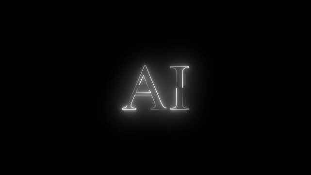 AI text neon glowing effect lines animation on black background .4k HD neon text animated motion video.