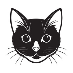 Obraz premium A Cute Black Cat Face Peeking , Vector Silhouette Sticker Design