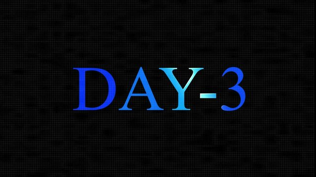 3 Day Text Animation Videos On green Background. 3 Day To Go white Logo lite . white font against a solid white background centered well Count tim