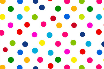 A white background filled with a pattern of colorful circles scattered evenly across the entire surface