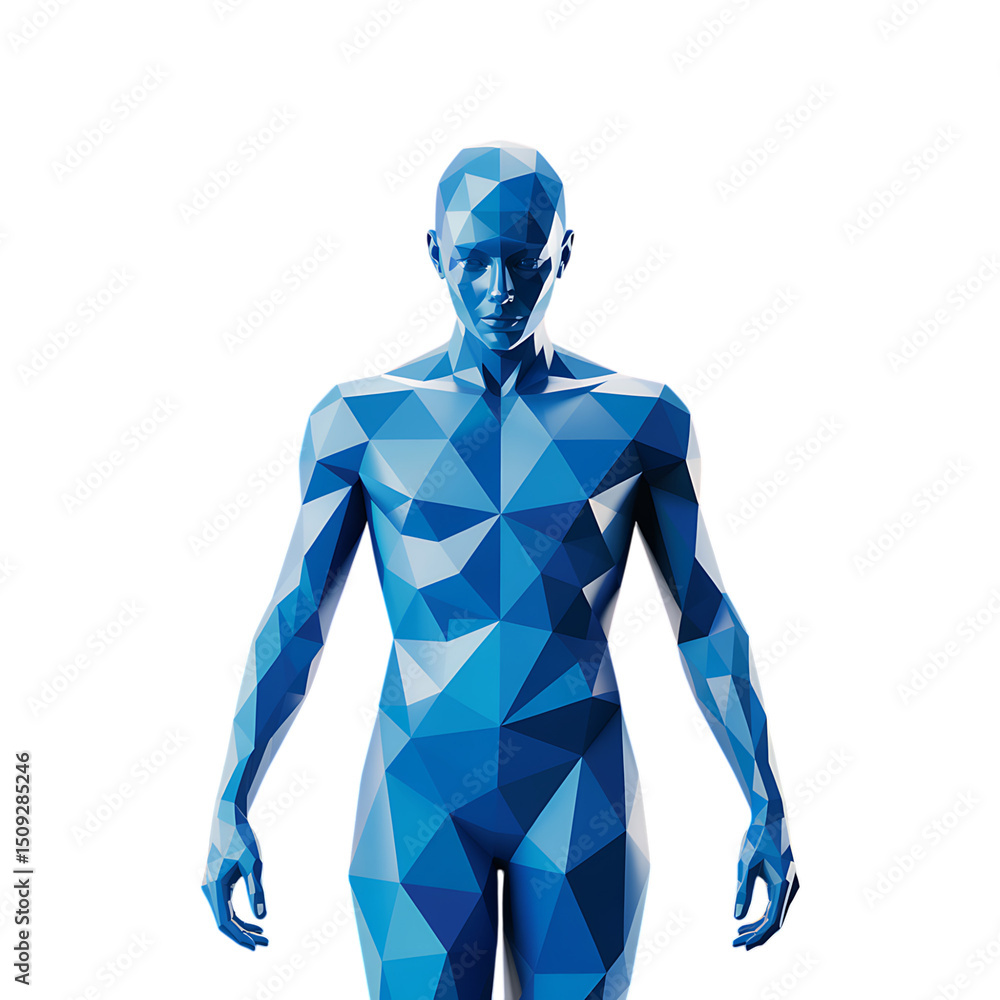 Aufkleber a striking figure constructed from azure geometric facets an embodiment of on transparent background