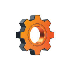A vibrant orange gear a symbol of innovation and engineering prowess on a on transparent background