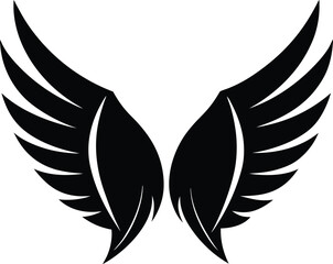 Fototapeta premium angel wings silhouette, open flight, divine symmetry 