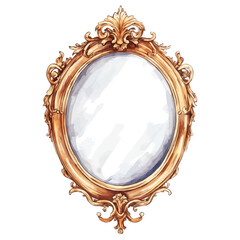 watercolor of Oval Mirror, vector high quality, isolated on a white background.