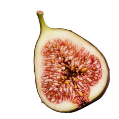Half fig fruit slice isolated on white background