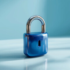 Fototapeta premium Closed padlock symbolizing security on blue background