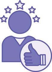 Colored Credibility Icon. Vector Illustration. Quality That Allows You to Believe or Trust. Reliability, Authority. Hand with Thumbs Up and Five Stars. Influencer Concept