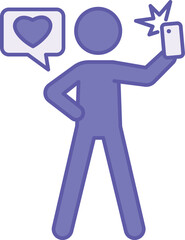 Colored Passion Icon. Vector Illustration. Blogger Recording Videos for Social Networks. Like, Blogging. Strong Passion for Creating Content. Influencer Concept