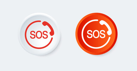 911 and SOS button set vector