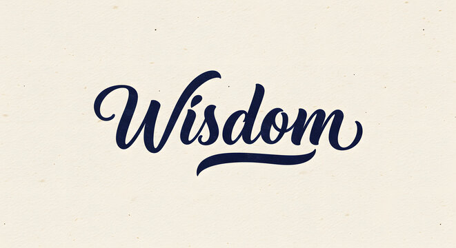 Naklejki "Wisdom" Navy Script Calligraphy on Cream