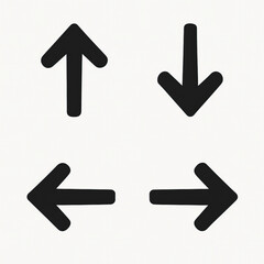 Directional Arrow Icon Set: Up, Down, Left & Right Arrows in Black Vector Style