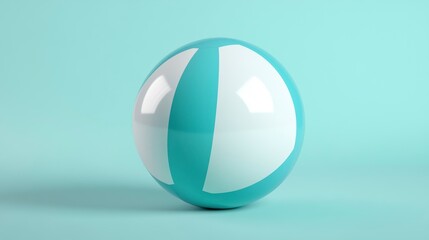 Teal and white sphere on light blue background.