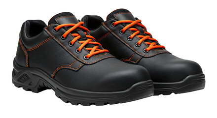 Durable Black Safety Shoes with Orange Laces Comfortable and Protective Footwear