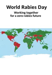 Naklejka premium World Rabies Day: A Map to Zero Rabies - Global collaboration, disease eradication, vaccination progress, public health, animal welfare