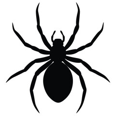 Black silhouette of a spider vector illustration perfect for halloween decorations and projects