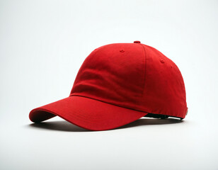 Red baseball cap on a white background.