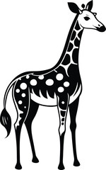 Naklejka premium giraffe silhouette, long neck, standing animal 