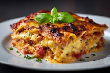 Lasagne Bolognese Ofengericht Pasta Auflauf Italienisches Essen Schichtgericht K&auml;se &uuml;berbacken Hackfleisch Nudelgericht Hausmannskost Familienessen Klassisch Rezept Italienisch Original Hei&szlig;