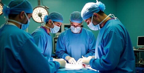 Dedicated surgical team performing complex procedure in sterile environment